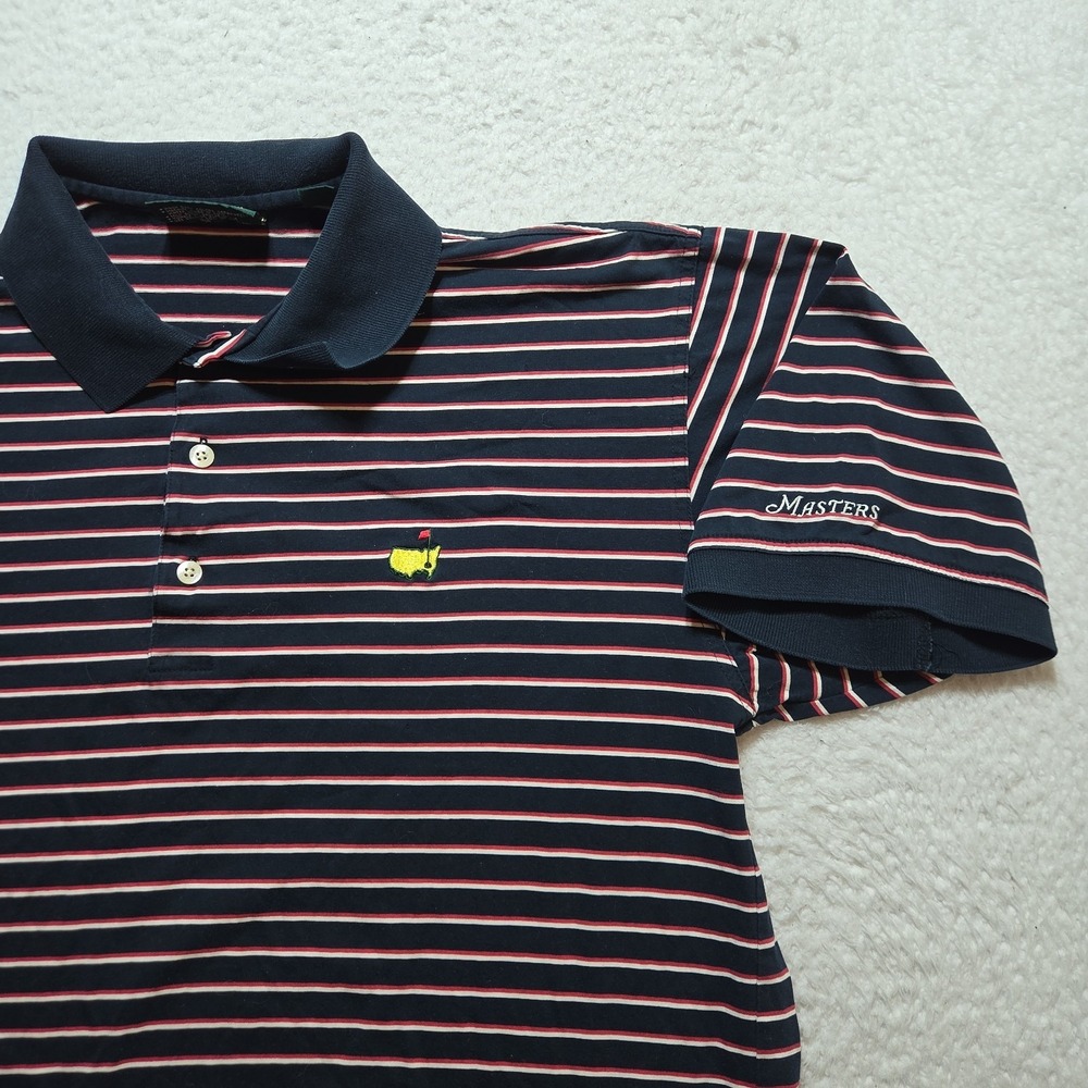 Masters Collection Polo Shirt Mens Size Large Striped Cup Logo Golf